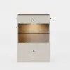 Selvo Saddle Leather Oatmeal Closet Island with Storage, Light and Jewellery Display