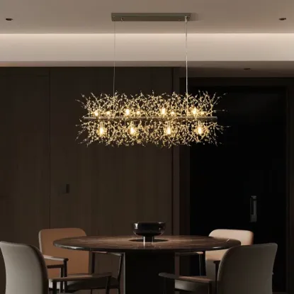 Mid Century Modern 12-Light Crystal Firework Sputnik Kitchen Island Lighting in Chrome