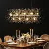Mid Century Modern 12-Light Crystal Firework Sputnik Kitchen Island Lighting in Chrome
