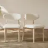 Modern Boucle Dining Chair with Rubber Wood Legs, 1 Piece