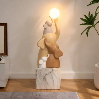 75 cm Resin Elephant Sculpture with Rechargeable LED Ball with Remote