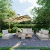 Tevara Convertible Outdoor Sectional Sofa Set with Teak & Aluminium Frame, Sand & White