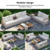 Tevara Convertible Outdoor Sectional Sofa Set with Teak & Aluminium Frame, Sand & White