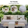 Tevara Convertible Outdoor Sectional Sofa Set with Teak & Aluminium Frame, Sand & White