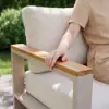 Tevara Convertible Outdoor Sectional Sofa Set with Teak & Aluminium Frame, Sand & White