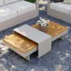 Tevara Convertible Outdoor Sectional Sofa Set with Teak & Aluminium Frame, Sand & White