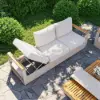 Tevara Convertible Outdoor Sectional Sofa Set with Teak & Aluminium Frame, Sand & White