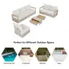 Tevara Convertible Outdoor Sectional Sofa Set with Teak & Aluminium Frame, Sand & White