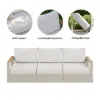 Tevara Convertible Outdoor Sectional Sofa Set with Teak & Aluminium Frame, Sand & White