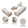 Tevara Convertible Outdoor Sectional Sofa Set with Teak & Aluminium Frame, Sand & White
