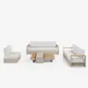 Tevara Convertible Outdoor Sectional Sofa Set with Teak & Aluminium Frame, Sand & White