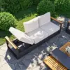 Tevara Convertible Outdoor Sectional Sofa Set with Teak & Aluminum Frame, Gray & White