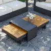 Tevara Convertible Outdoor Sectional Sofa Set with Teak & Aluminum Frame, Gray & White