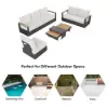 Tevara Convertible Outdoor Sectional Sofa Set with Teak & Aluminum Frame, Gray & White