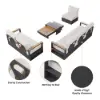 Tevara Convertible Outdoor Sectional Sofa Set with Teak & Aluminum Frame, Gray & White