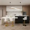 Modern 205 - 270 cm Extendable Glossy Sintered Stone Kitchen Island Storage, White & Black