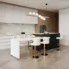 Modern 205 - 270 cm Extendable Glossy Sintered Stone Kitchen Island Storage, White & Black