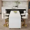 Modern 205 - 270 cm Extendable Glossy Sintered Stone Kitchen Island Storage, White & Black