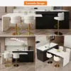 Modern 205 - 270 cm Extendable Glossy Sintered Stone Kitchen Island Storage, White & Black