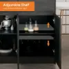Modern 205 - 270 cm Extendable Glossy Sintered Stone Kitchen Island Storage, White & Black