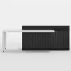 Modern 205 - 270 cm Extendable Glossy Sintered Stone Kitchen Island Storage, White & Black