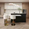 Modern 205 - 285 cm Extendable Glossy Sintered Stone Kitchen Island Storage, White & Black