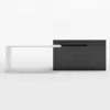 Modern 205 - 285 cm Extendable Glossy Sintered Stone Kitchen Island Storage, White & Black
