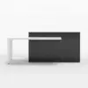 Modern 205 - 285 cm Extendable Glossy Sintered Stone Kitchen Island Storage, White & Black