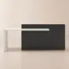 Modern 205 - 285 cm Extendable Glossy Sintered Stone Kitchen Island Storage, White & Black