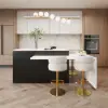 Modern 205 - 285 cm Extendable Wood Kitchen Island with Storage, Black & White – Sintered Stone