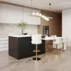 Modern 205 - 285 cm Extendable Wood Kitchen Island with Storage, Black & White – Sintered Stone
