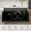 Modern 205 - 285 cm Extendable Wood Kitchen Island with Storage, Black & White – Sintered Stone