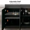 Modern 205 - 285 cm Extendable Wood Kitchen Island with Storage, Black & White – Sintered Stone