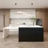 Modern 205 - 285 cm Extendable Wood Kitchen Island with Storage, Black & White – Sintered Stone