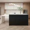 Modern 205 - 285 cm Extendable Wood Kitchen Island with Storage, Black & White – Sintered Stone