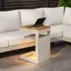 Tevara Outdoor Teak Aluminium C-Shaped Sand Side Table with Solar Light