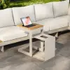 Tevara Outdoor Teak Aluminium C-Shaped Sand Side Table with Solar Light