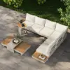 Tevara Outdoor Teak Aluminium C-Shaped Sand Side Table with Solar Light