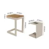 Tevara Outdoor Teak Aluminium C-Shaped Sand Side Table with Solar Light