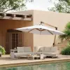 Tevara Outdoor Teak Aluminium C-Shaped Sand Side Table with Solar Light