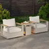 Tevara Outdoor Teak Aluminium C-Shaped Sand Side Table with Solar Light
