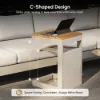 Tevara Outdoor Teak Aluminium C-Shaped Sand Side Table with Solar Light