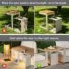 Tevara Outdoor Teak Aluminium C-Shaped Sand Side Table with Solar Light