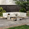 Tevara Outdoor Teak Aluminium C-Shaped Sand Side Table with Solar Light