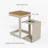 Tevara Outdoor Teak Aluminium C-Shaped Sand Side Table with Solar Light