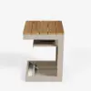 Tevara Outdoor Teak Aluminium C-Shaped Sand Side Table with Solar Light