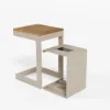 Tevara Outdoor Teak Aluminium C-Shaped Sand Side Table with Solar Light