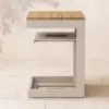 Tevara Outdoor Teak Aluminium C-Shaped Sand Side Table with Solar Light