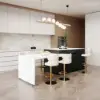 Modern 205 - 285 cm Extendable Wood Kitchen Island with Storage, Black & White – Engineered Wood
