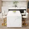 Modern 205 - 285 cm Extendable Wood Kitchen Island with Storage, Black & White – Engineered Wood